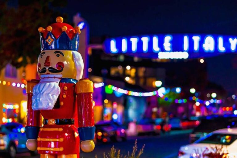 A photo of a Nutcracker in San Diego's Little Italy.