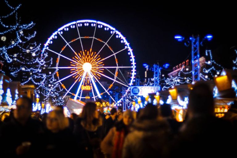 A photo of a Brussel's Christmas lights.